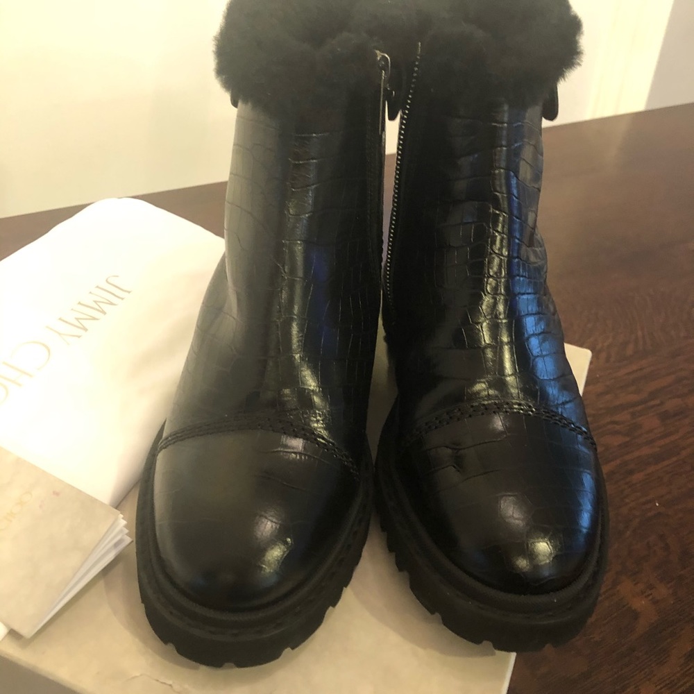 Jimmy Choo Voyager II/F Leather Ankle Boots 37 NWB - Picture 5 of 10